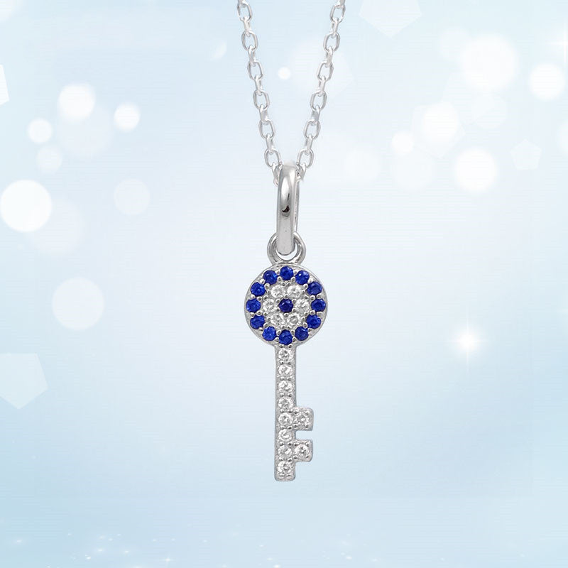 Evil eye-key pendant necklace