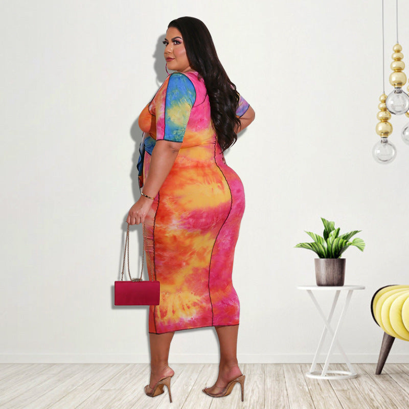 Plus size multi-colored dress