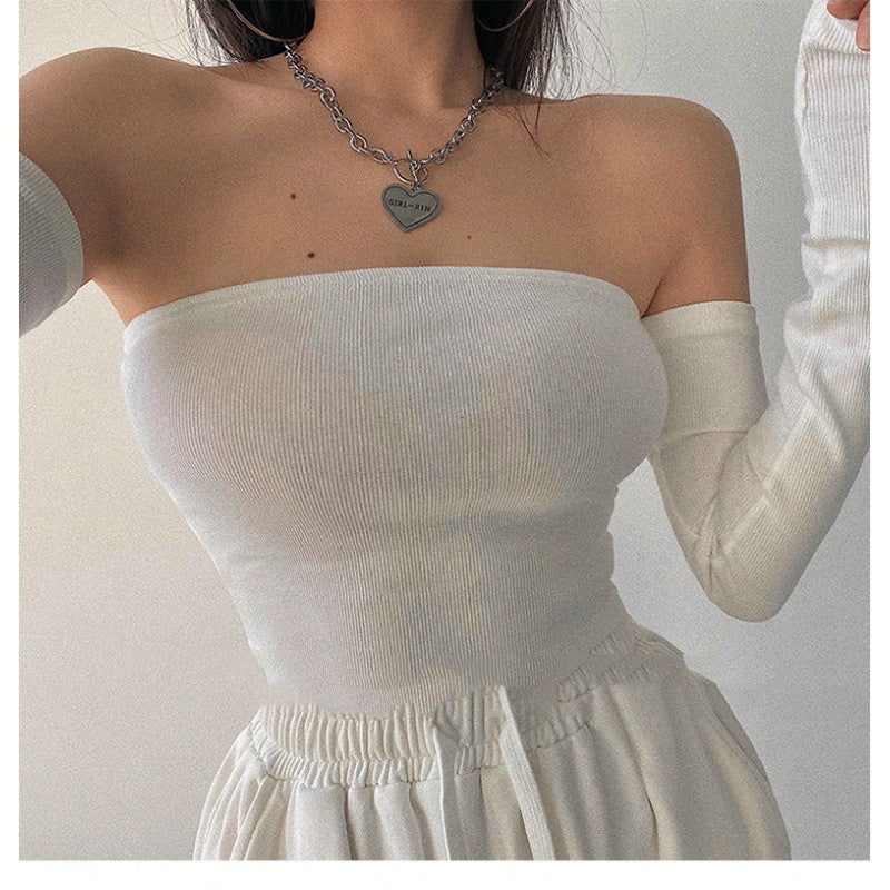 Strapless top with sleeves