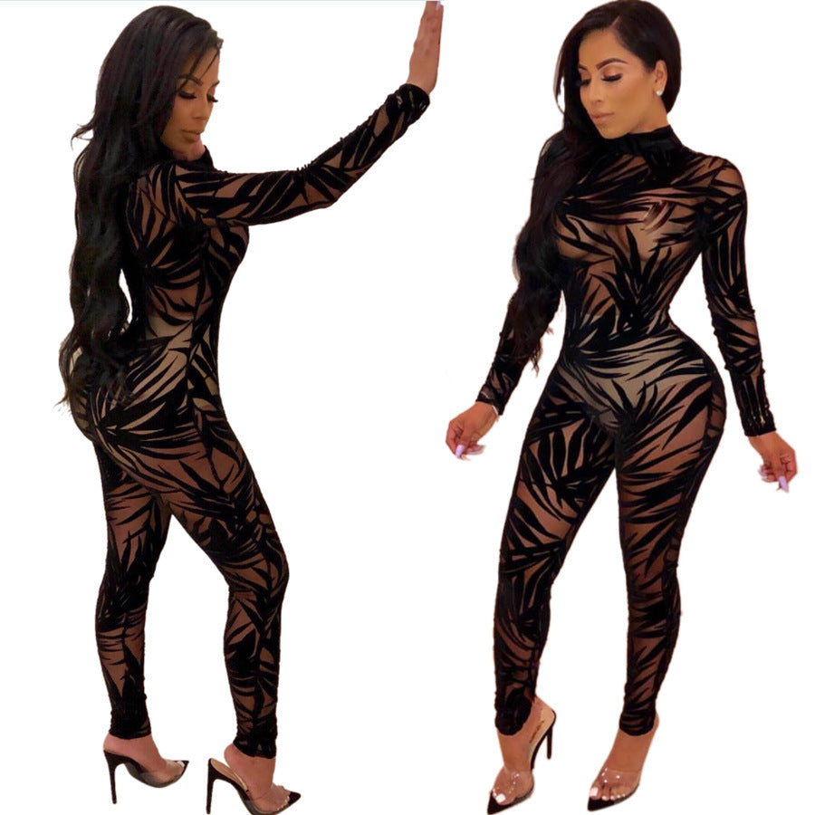 Perspective mesh jumpsuit