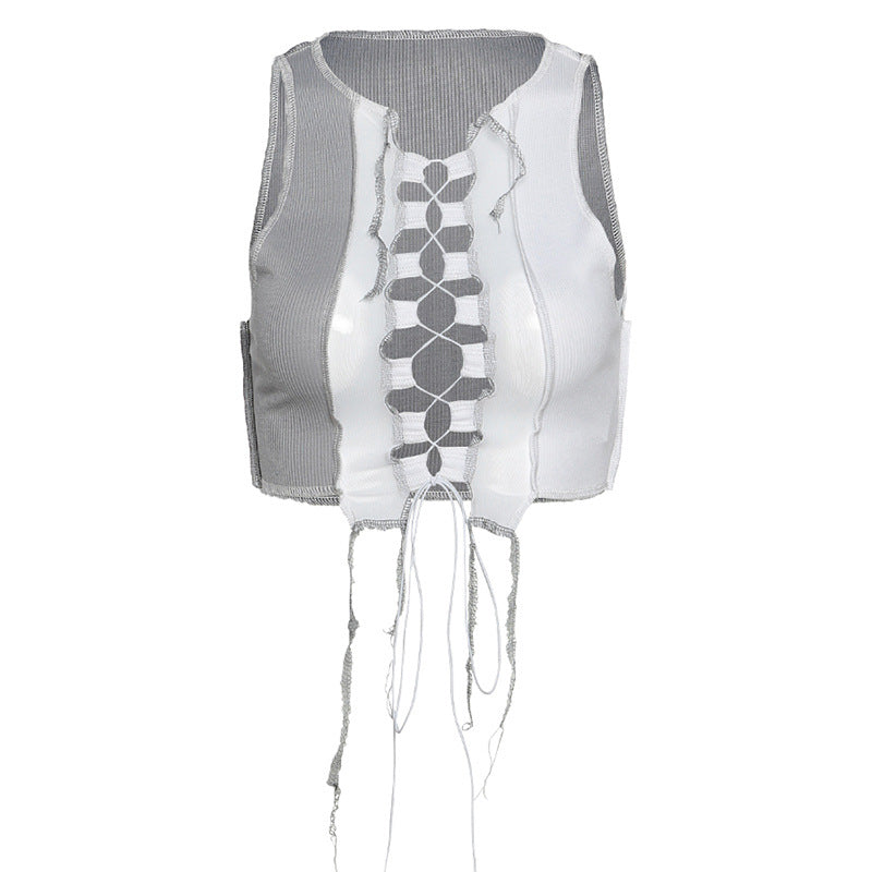 Tie front tank with sleeves