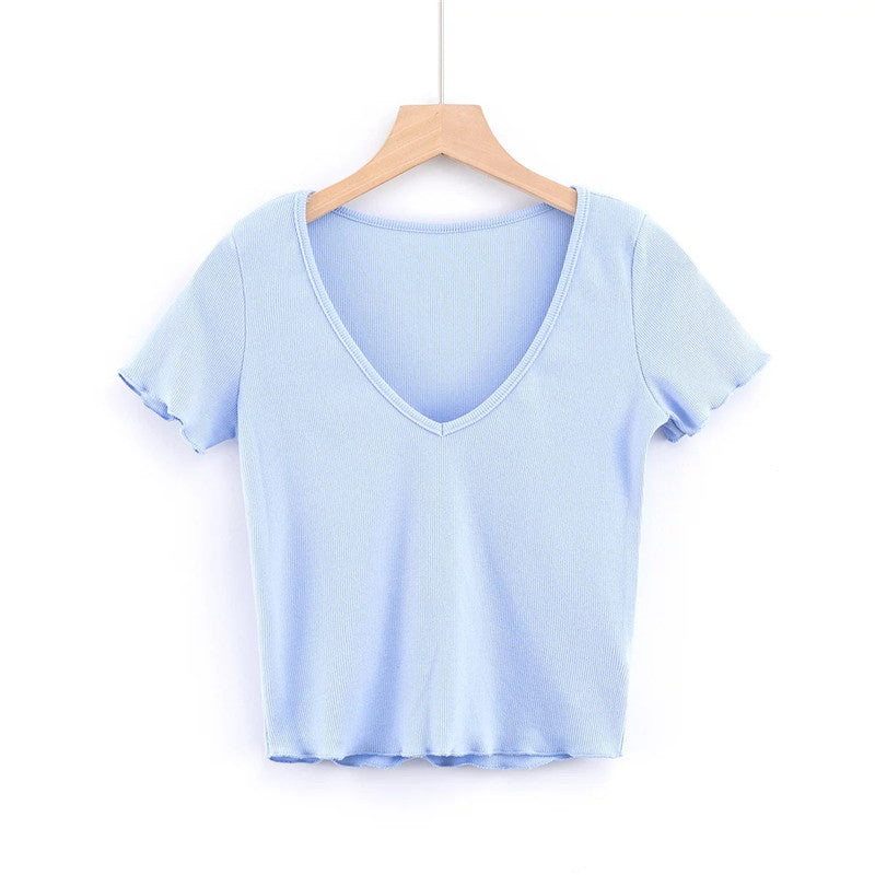 V-neck crop T-shirt