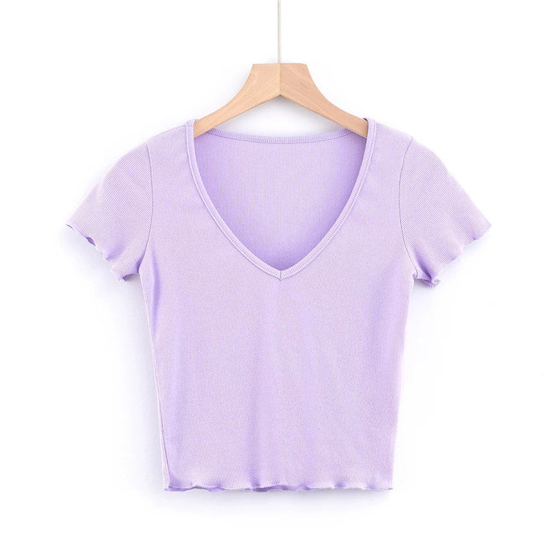 V-neck crop T-shirt