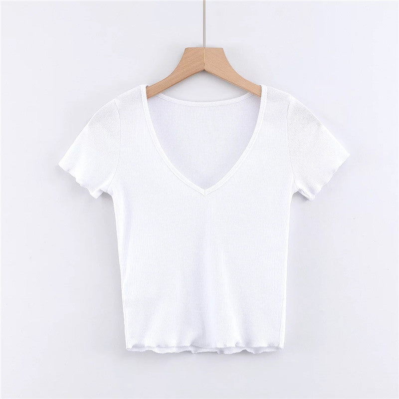 V-neck crop T-shirt