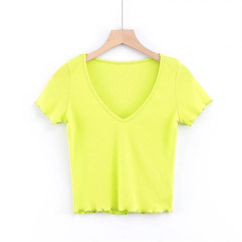 V-neck crop T-shirt