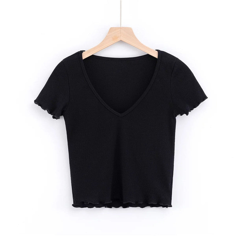 V-neck crop T-shirt