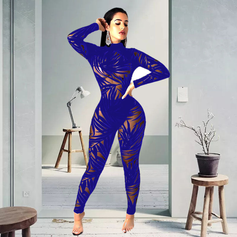 Perspective mesh jumpsuit