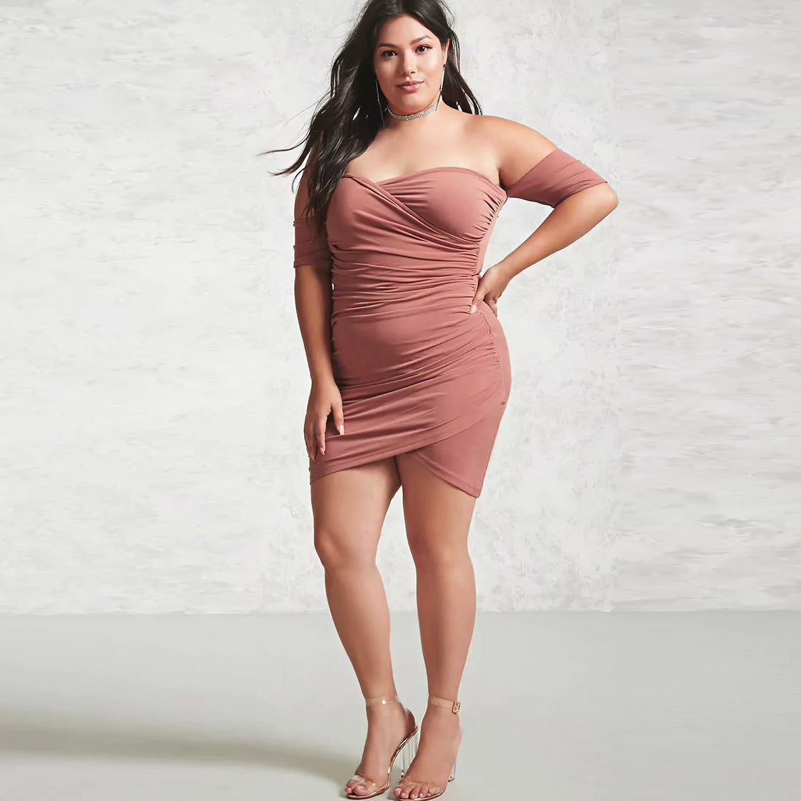 Plus size off-shoulder dress