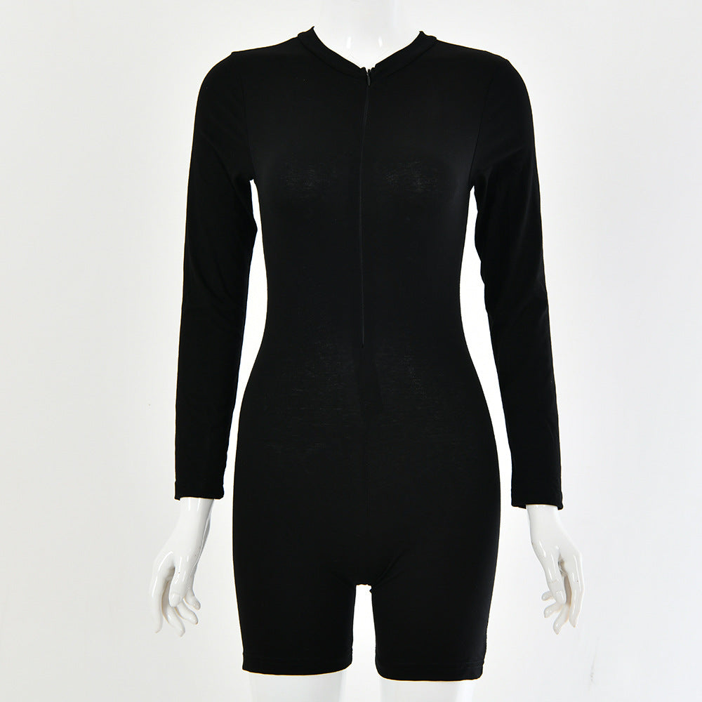 Long-sleeve zipper jumpsuit