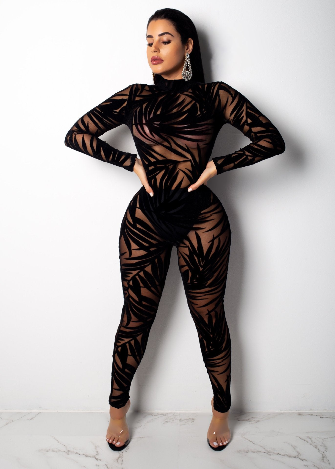 Perspective mesh jumpsuit