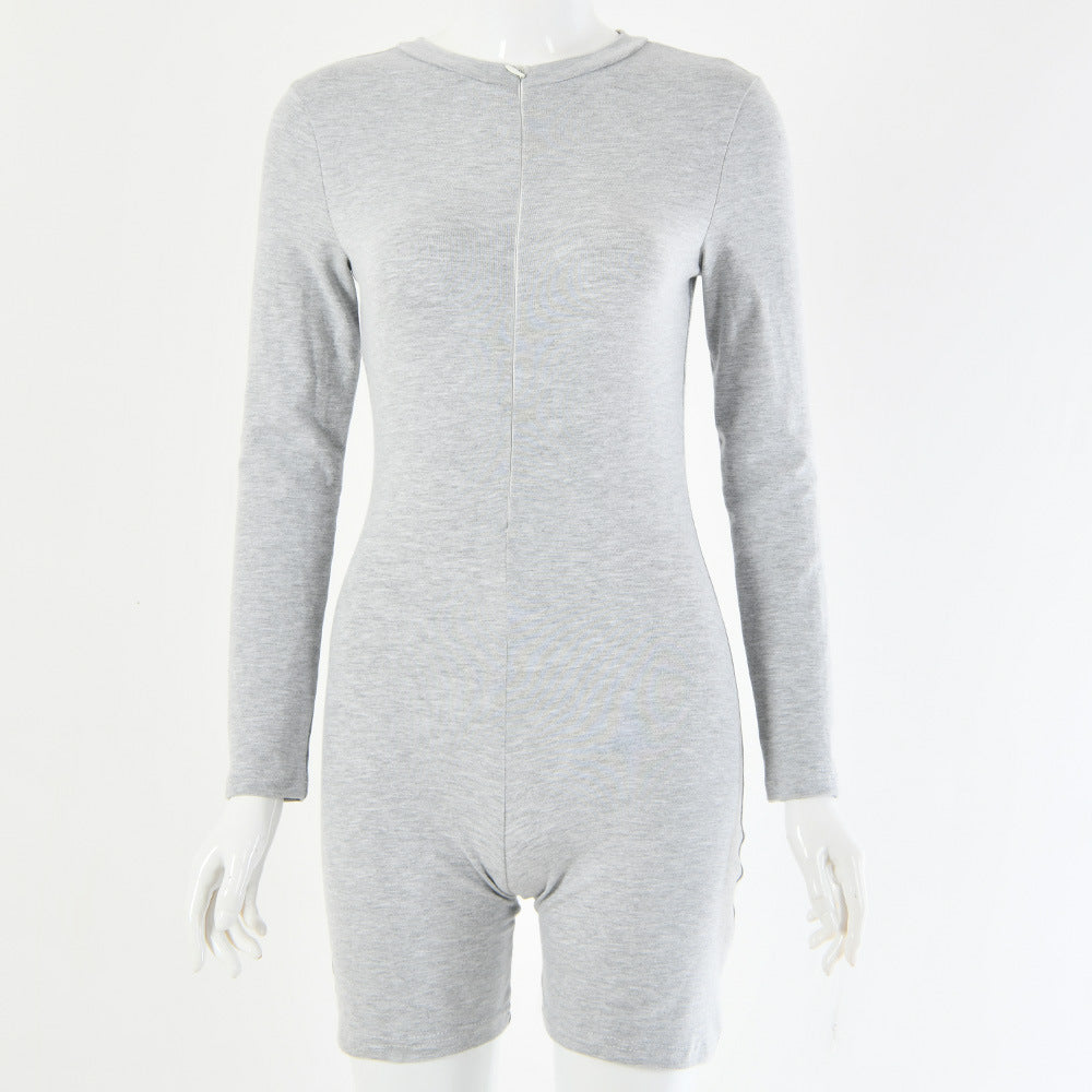 Long-sleeve zipper jumpsuit