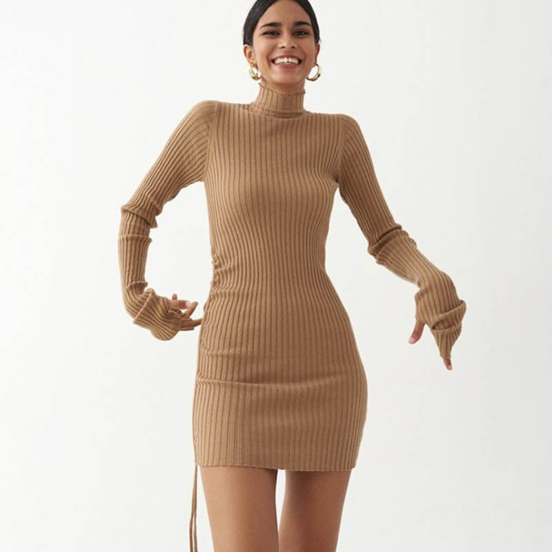 Ribbed turtleneck dress