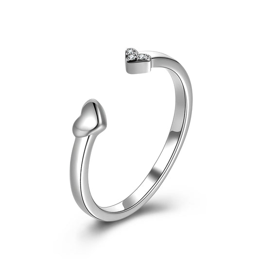 Double heart adjustable ring