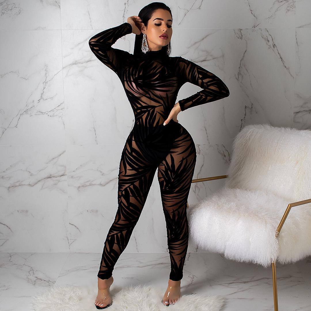 Perspective mesh jumpsuit